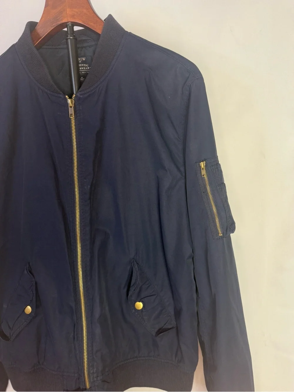J Crew - Navy Bomber Jacket with Gold Hardware - Size M